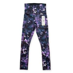 Smartwool Active 7/8 Legging Womens Purple Iris Watercolor WOOL XS NEW $120 REG